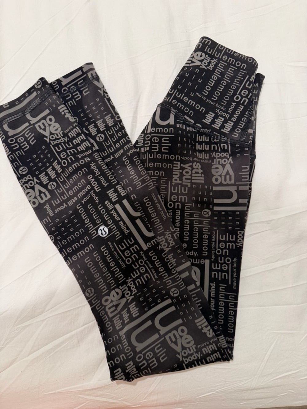 lululemon athletica Black Logo-Print Leggings size 0